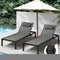 Livsip 2pcs Outdoor Sun Lounge Chairs Aluminium Reclining with Wheels Black