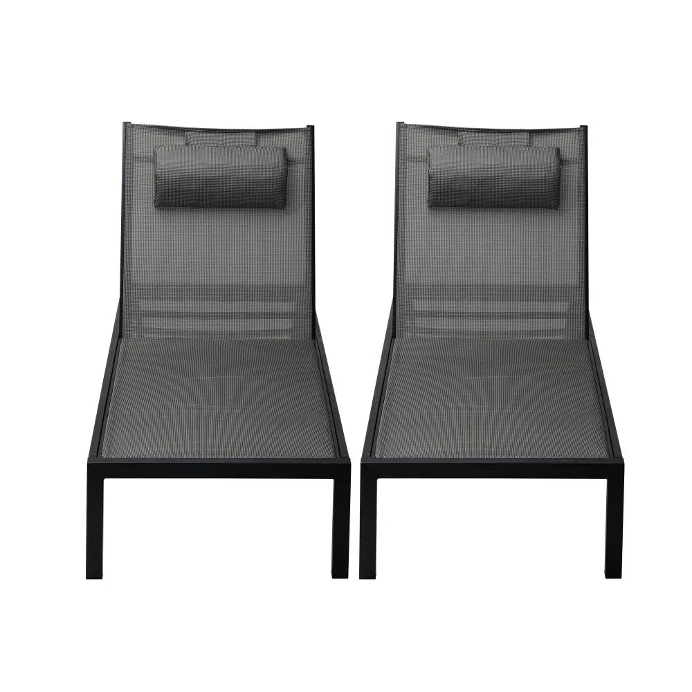 Livsip 2pcs Sun Lounge with Aluminium Frame and Wheels