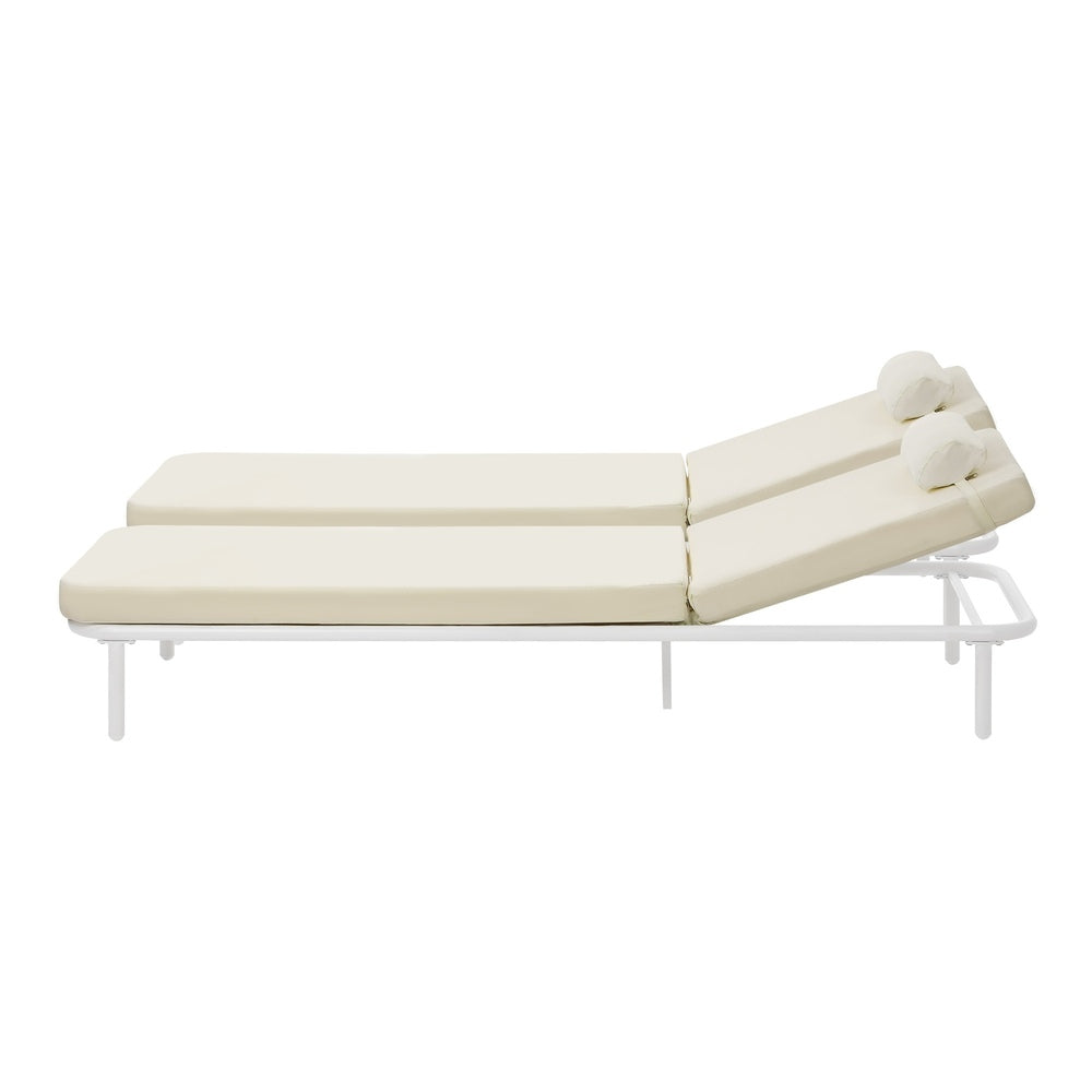 Livsip 3PCS Sun Lounge Outdoor Lounger Set Table Chairs Beige