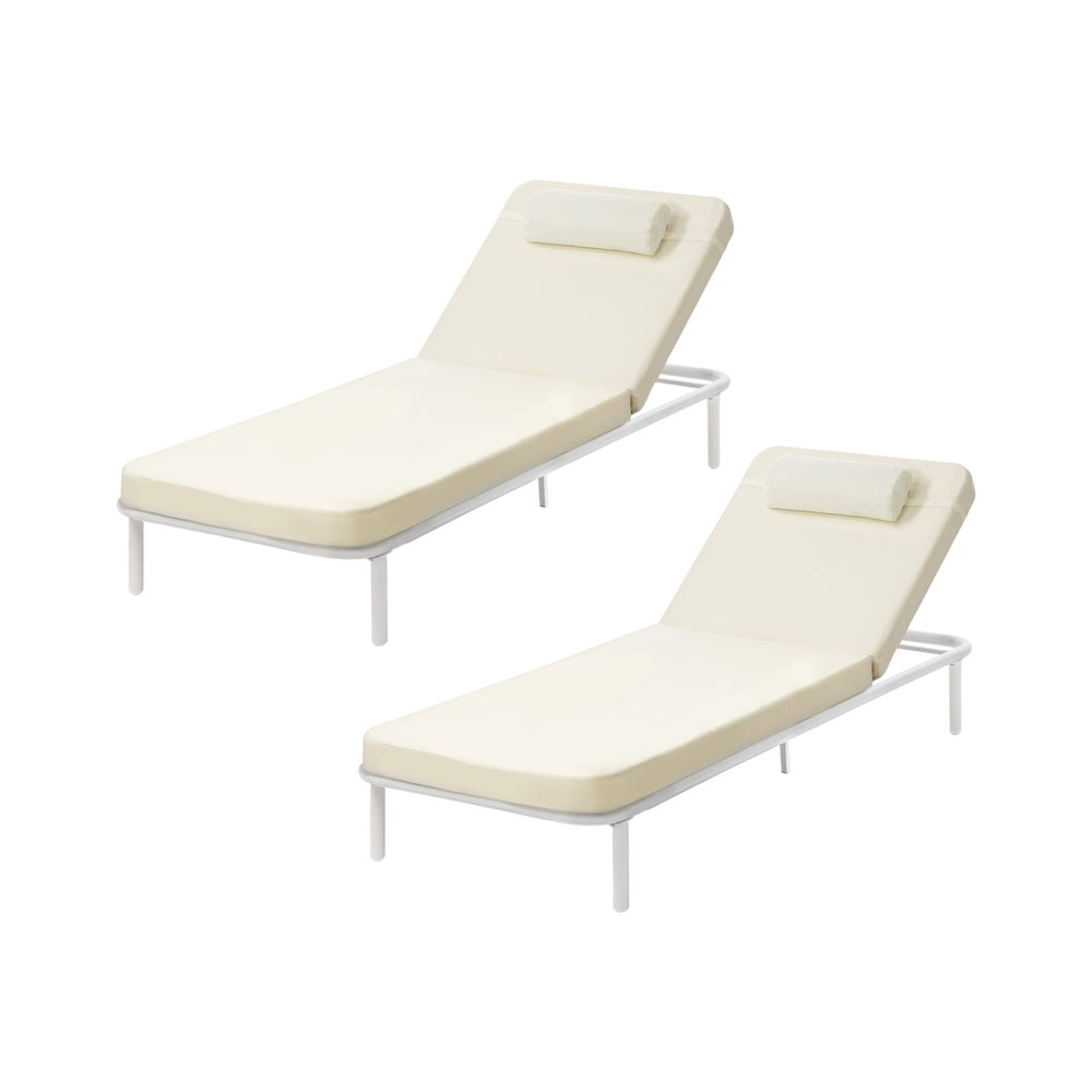 Livsip 2PCS Sun Lounge Outdoor Patio Furniture Setting Beige