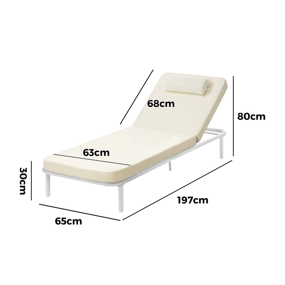 Livsip 2PCS Sun Lounge Outdoor Patio Furniture Setting Beige