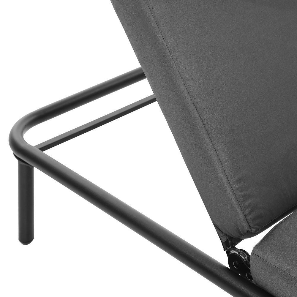 Livsip 3PCS Sun Lounge Outdoor Lounger Set Table Chairs Grey