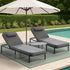 Livsip 3PCS Sun Lounge Outdoor Lounger Set Table Chairs Grey