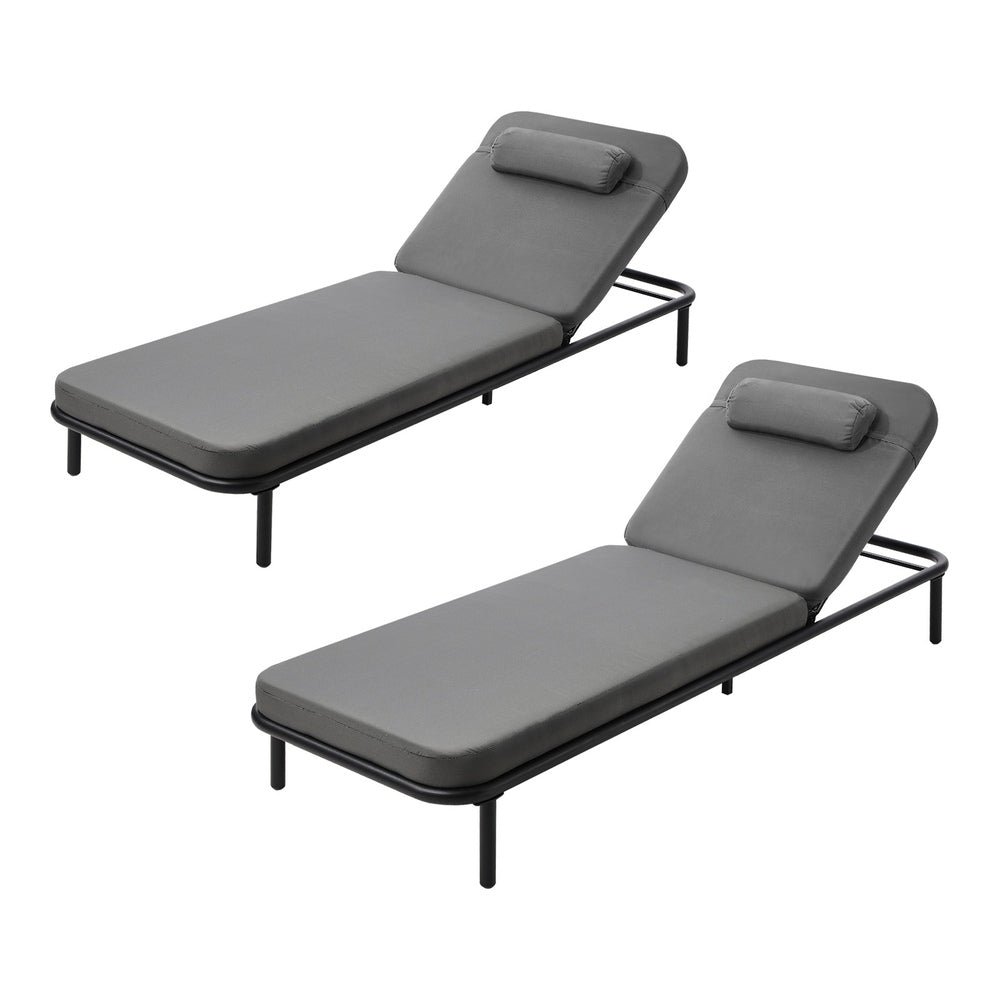 Livsip 2PCS Sun Lounge Outdoor Patio Furniture Setting Grey