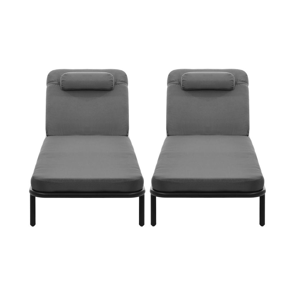 Livsip 2PCS Sun Lounge Outdoor Patio Furniture Setting Grey