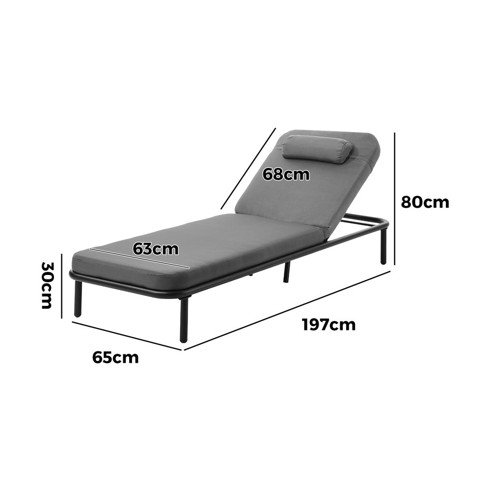 Livsip 2PCS Sun Lounge Outdoor Patio Furniture Setting Grey