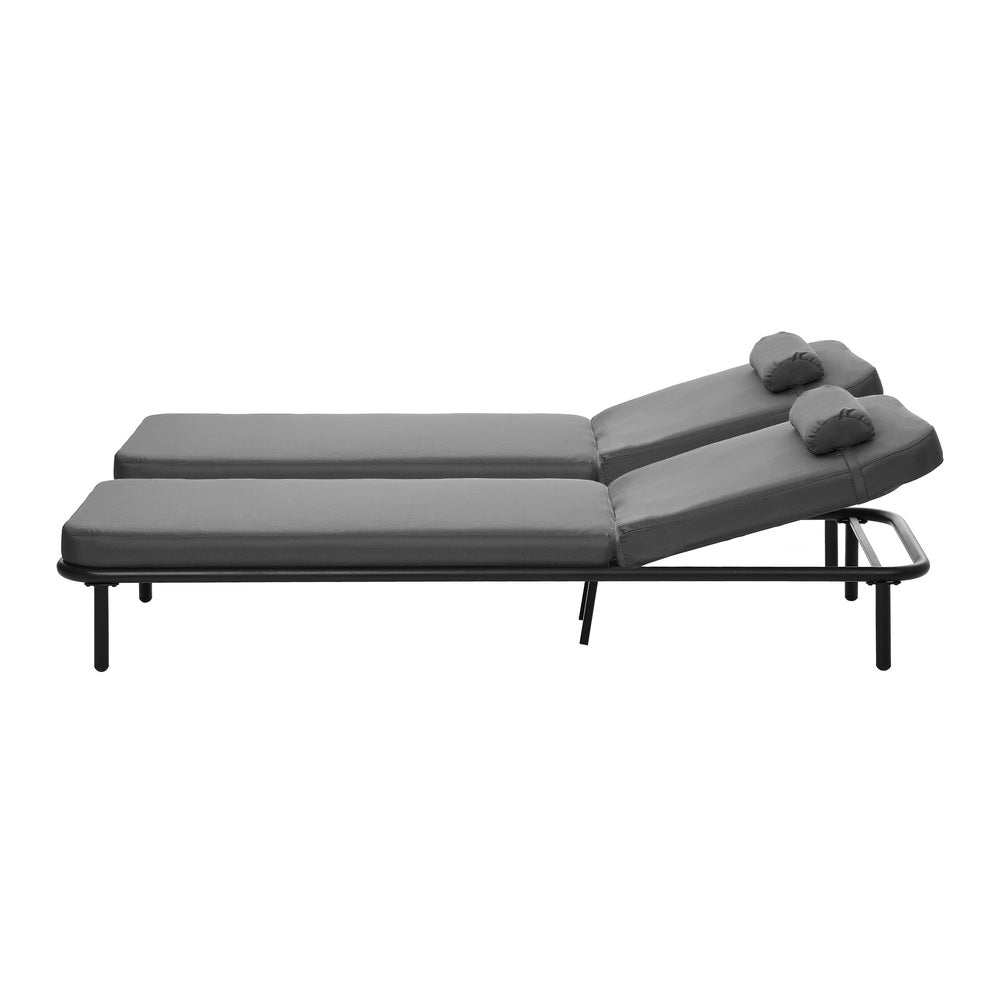 Livsip 2PCS Sun Lounge Outdoor Patio Furniture Setting Grey