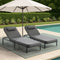 Livsip Set of 2 Outdoor Sun Lounge Grey Cushions Adjustable Patio Chairs