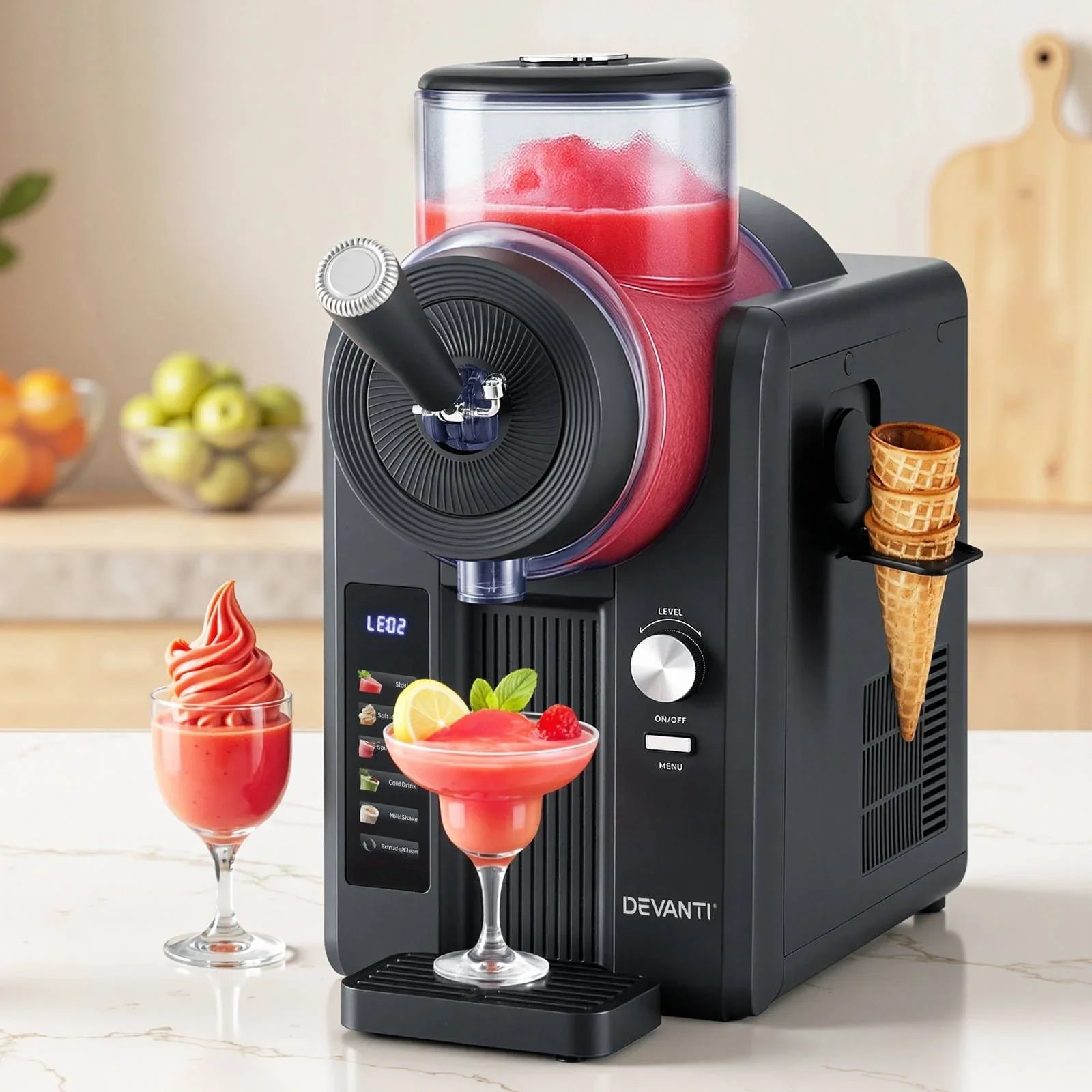 2L Slushie Machine Ice Cream Maker Frozen Smoothies Milkshakes Black