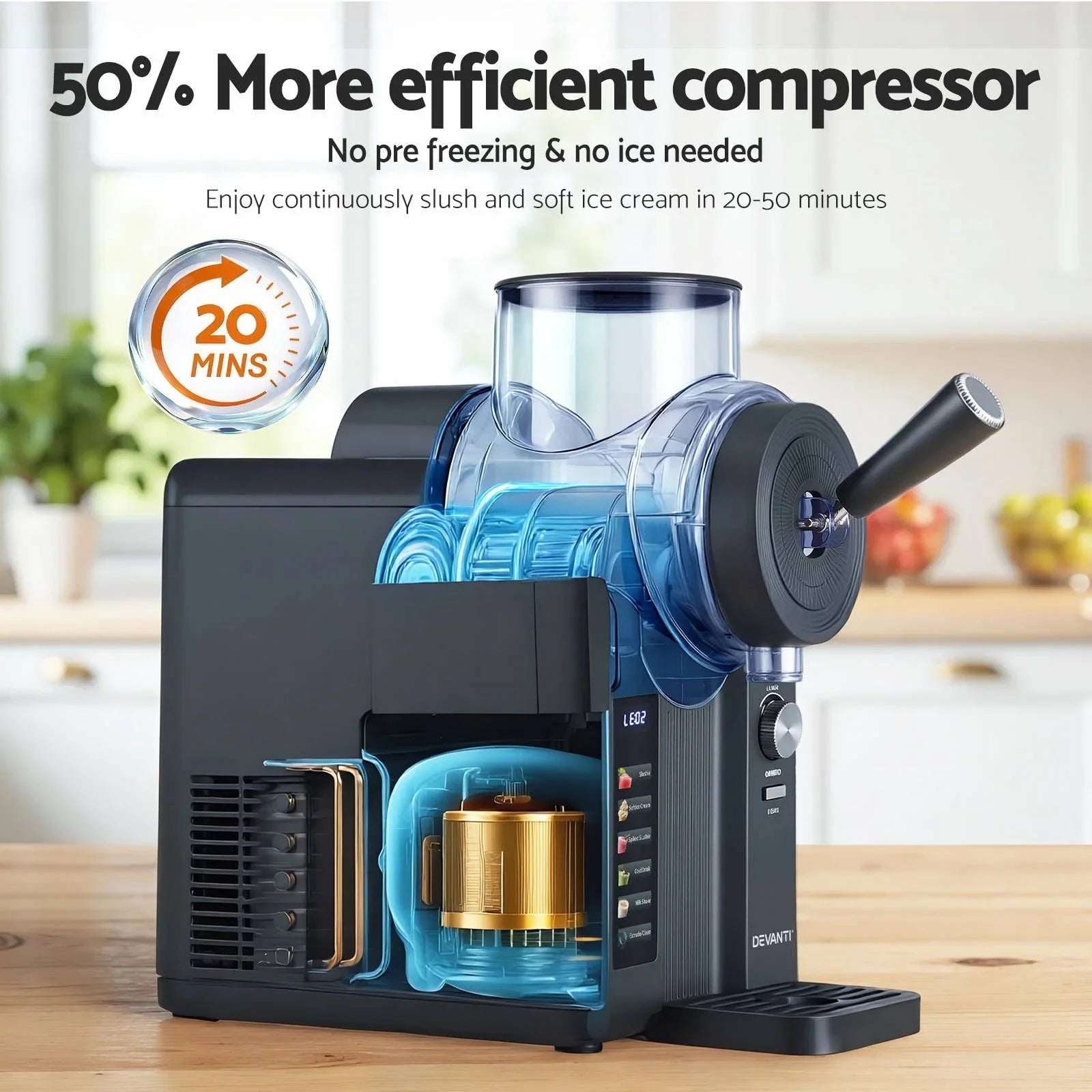2L Slushie Machine Ice Cream Maker Frozen Smoothies Milkshakes Black