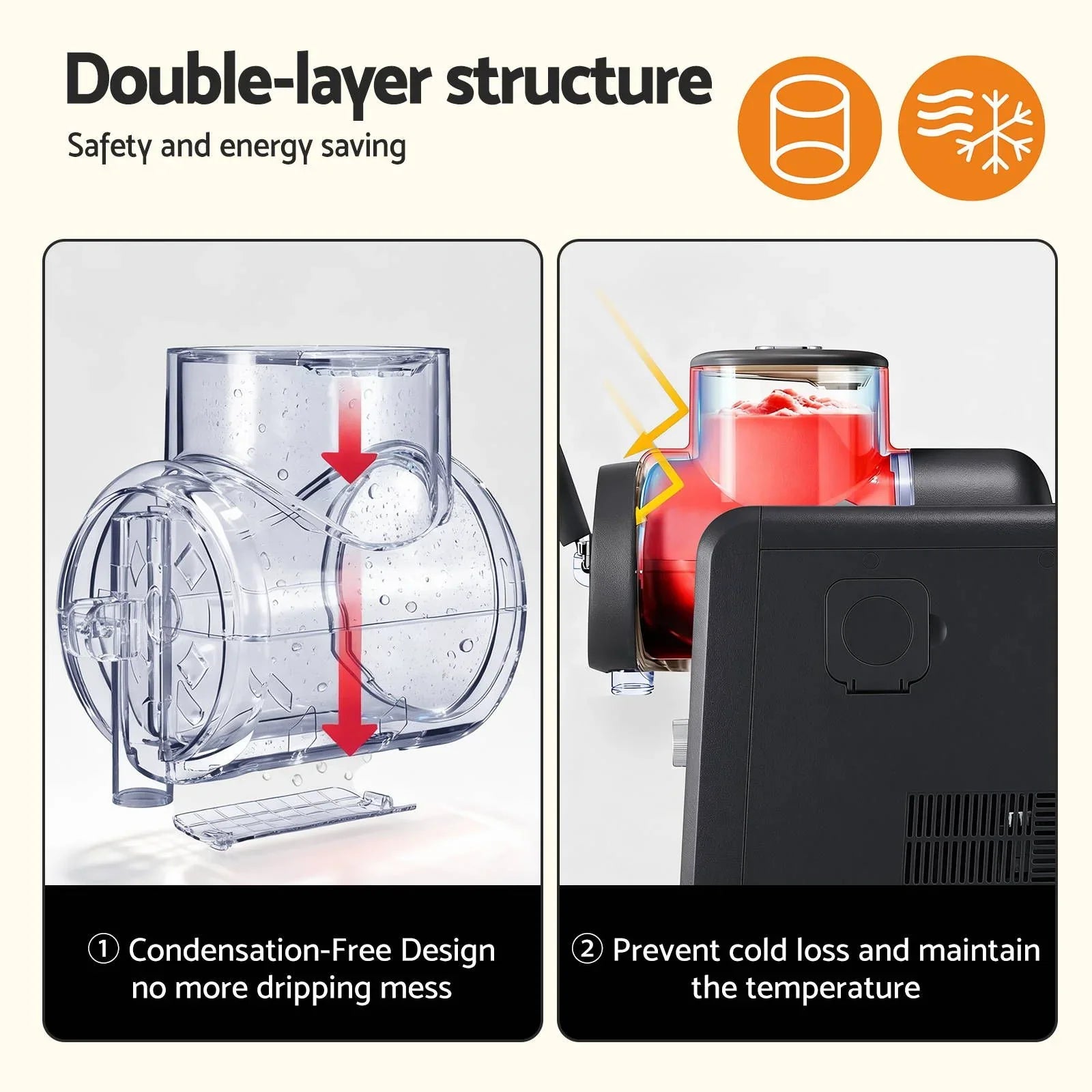 2L Slushie Machine Ice Cream Maker Frozen Smoothies Milkshakes Black