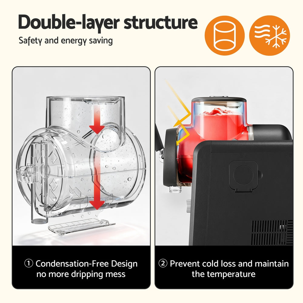 2L Slushie Machine Ice Cream Maker Frozen Smoothies Milkshakes Black