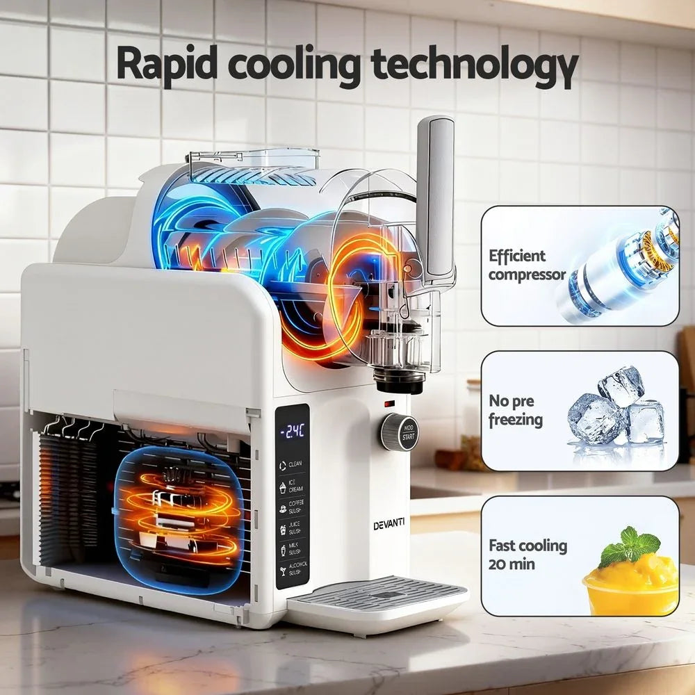 5in1 Slushie Machine Ice Cream Maker 2L White