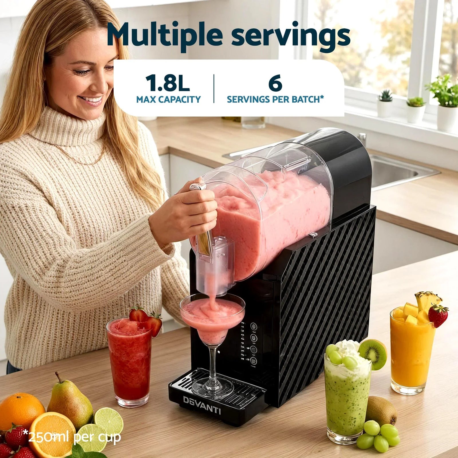 1.8L Slushie Machine Maker Frozen Smoothies Milkshakes Black