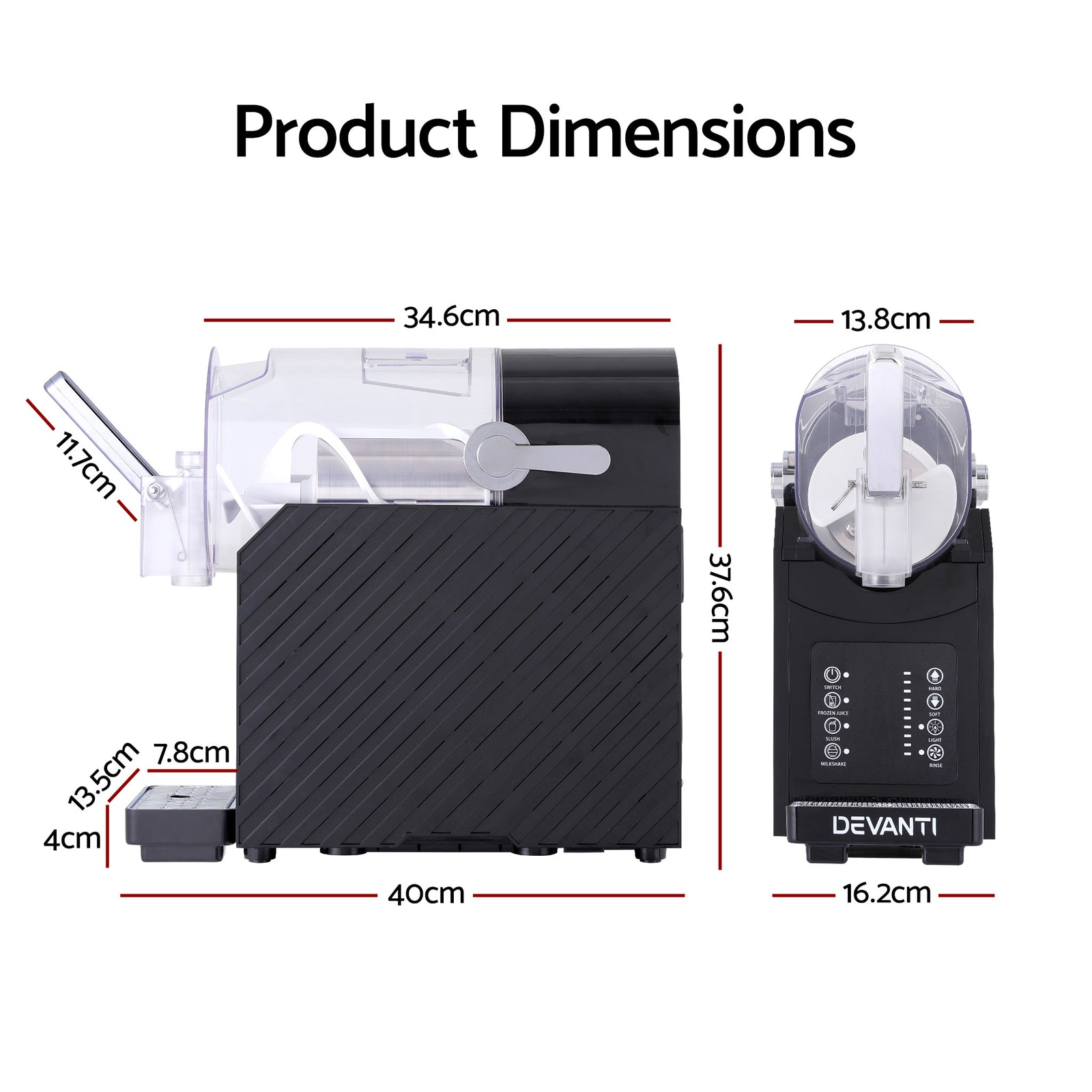 1.8L Slushie Machine Maker Frozen Smoothies Milkshakes Black