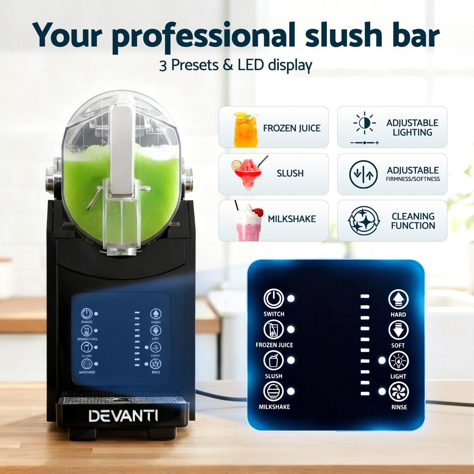 1.8L Slushie Machine Maker Frozen Smoothies Milkshakes Black