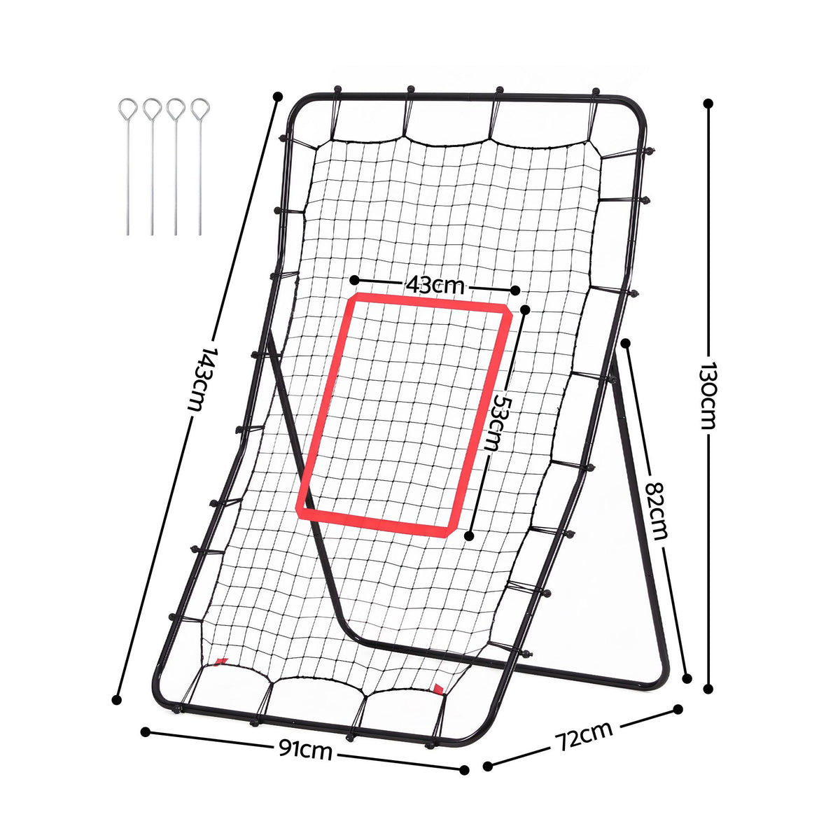 Everfit Baseball Rebounder Net Pitching Practice Target Screen Metal Frame 130cm