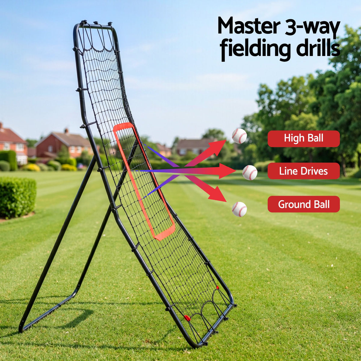 Everfit Baseball Rebounder Net Pitching Practice Target Screen Metal Frame 130cm