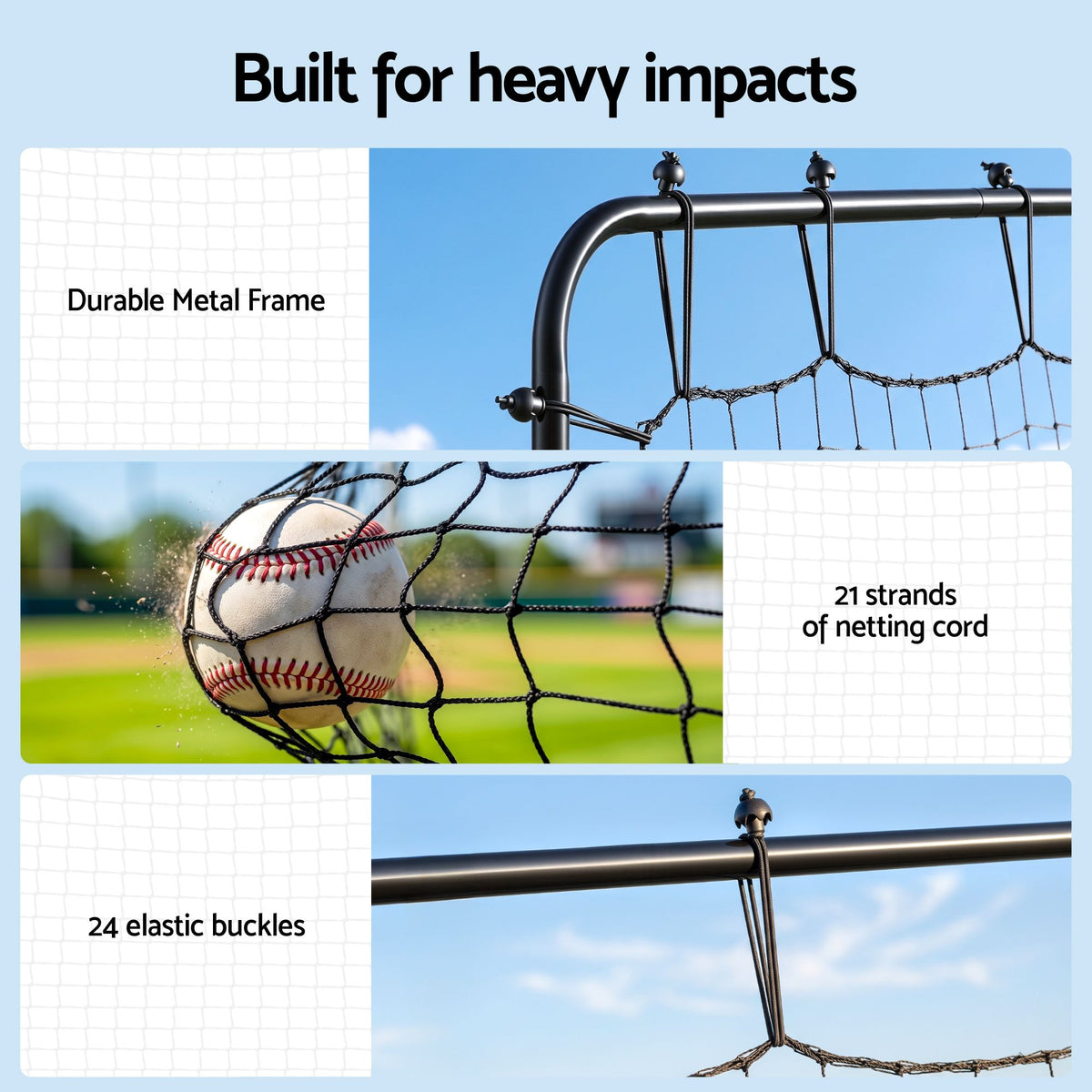 Everfit Baseball Rebounder Net Pitching Practice Target Screen Metal Frame 130cm