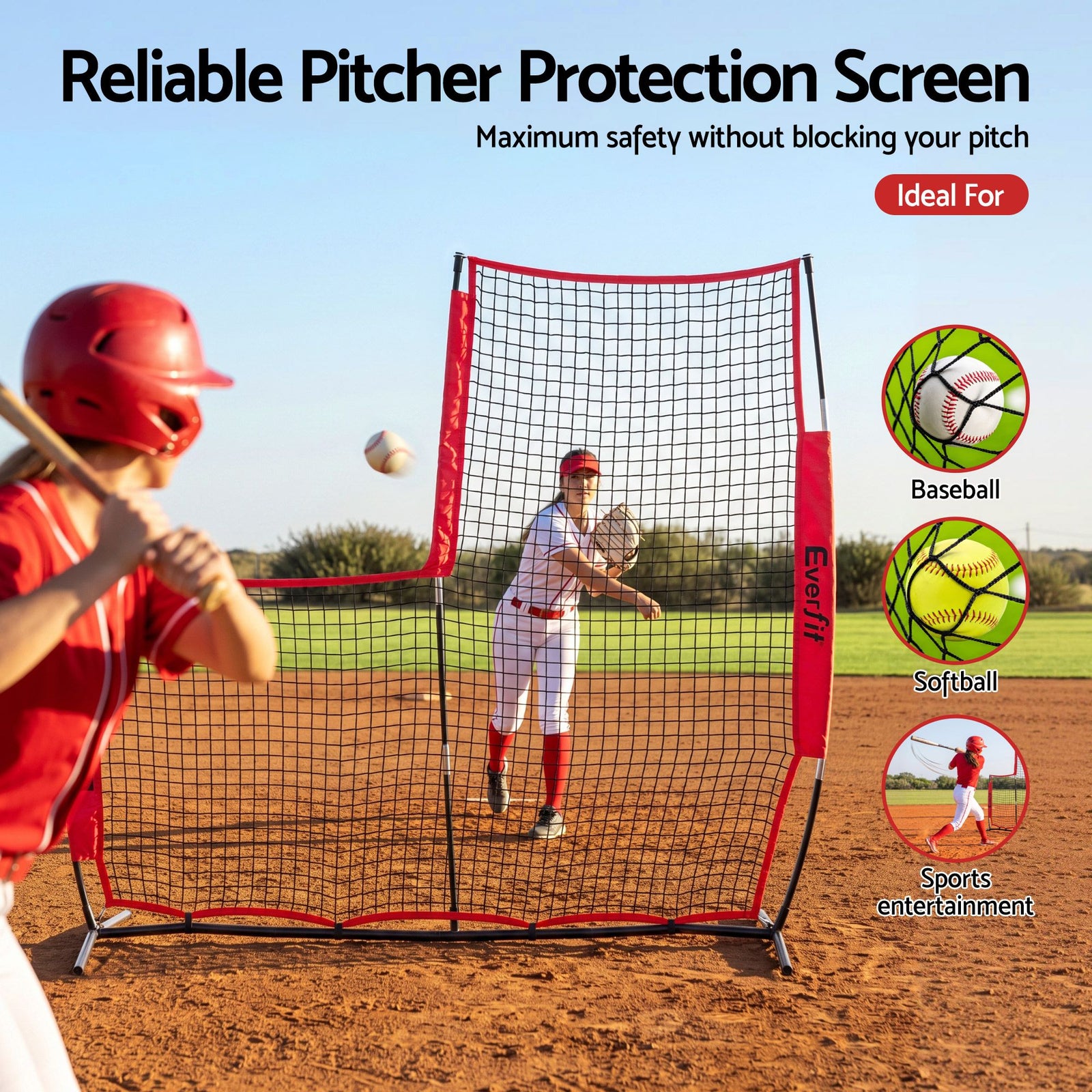 Baseball Pitching Net L Screen Softball Practice Portable Black