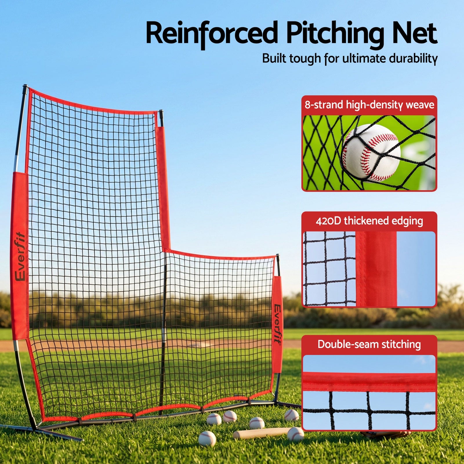 Baseball Pitching Net L Screen Softball Practice Portable Black