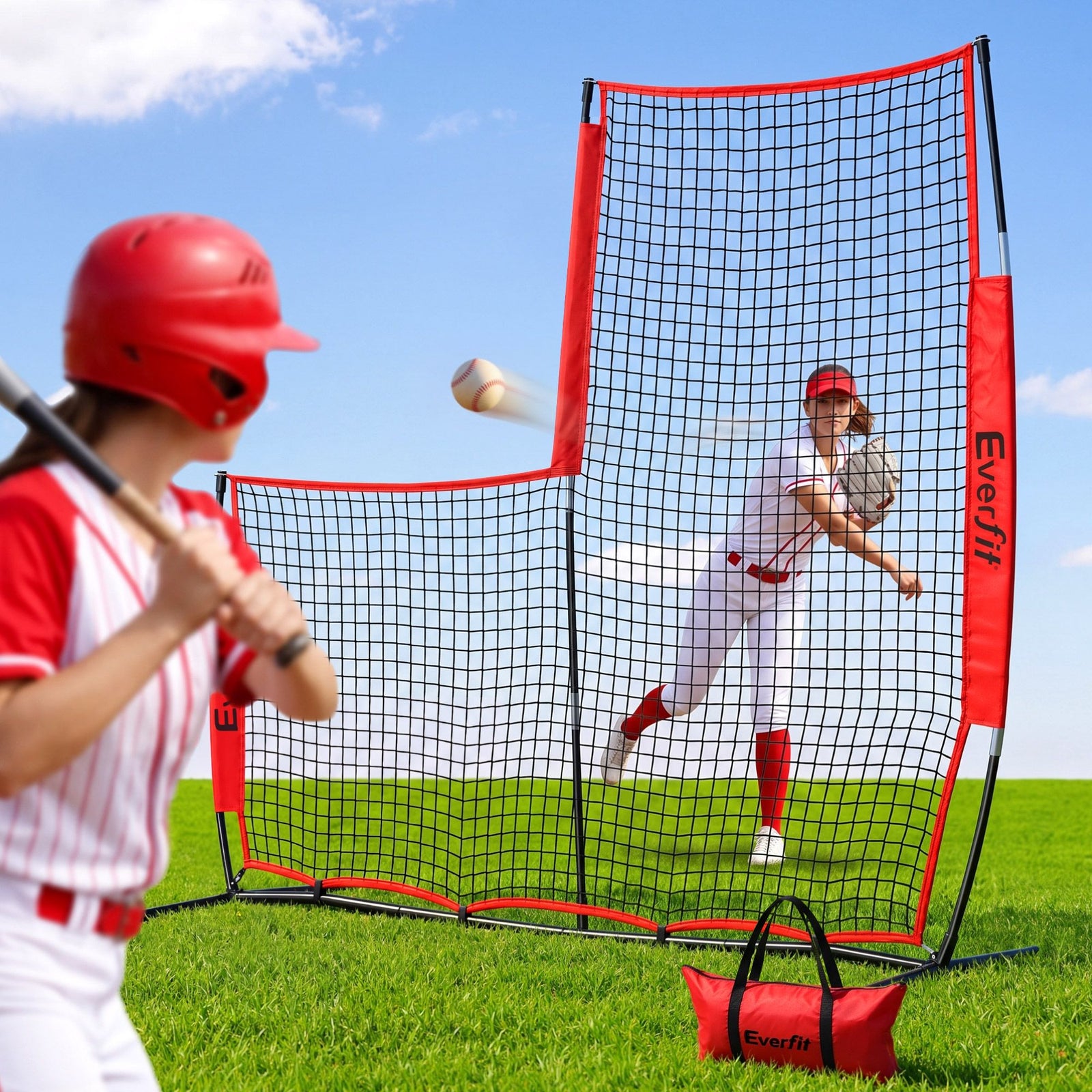 Baseball Pitching Net L Screen Softball Practice Portable Black
