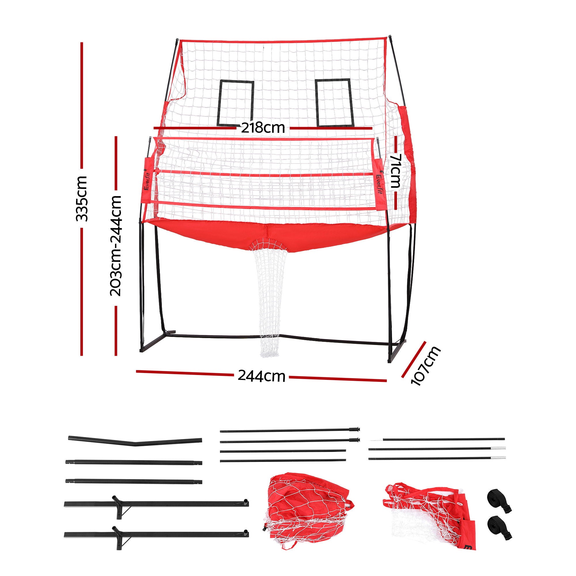 8ft Volleyball Net Training Equipment Adjustable Height Portable with Ball and Bag