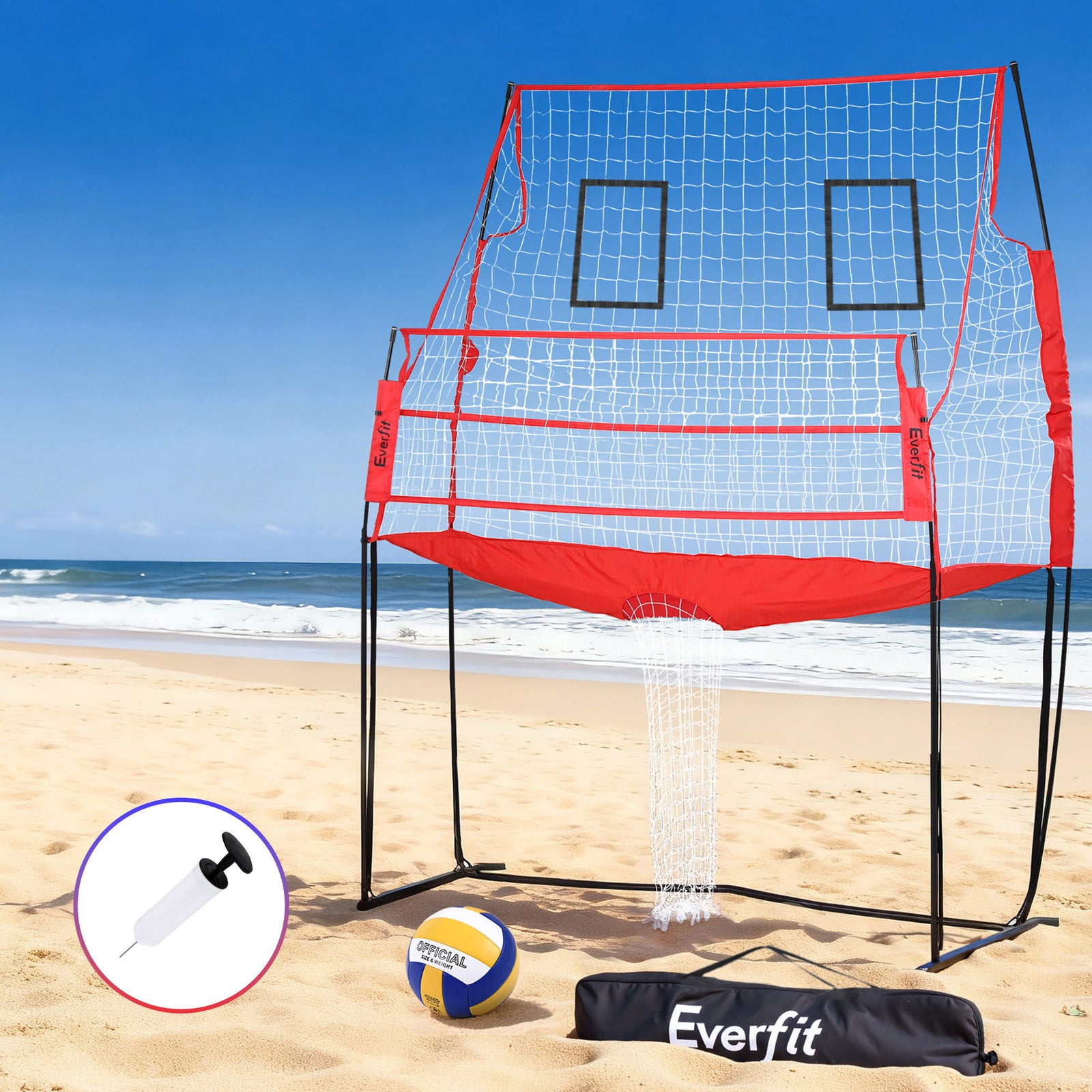 8ft Volleyball Net Training Equipment Adjustable Height Portable with Ball and Bag