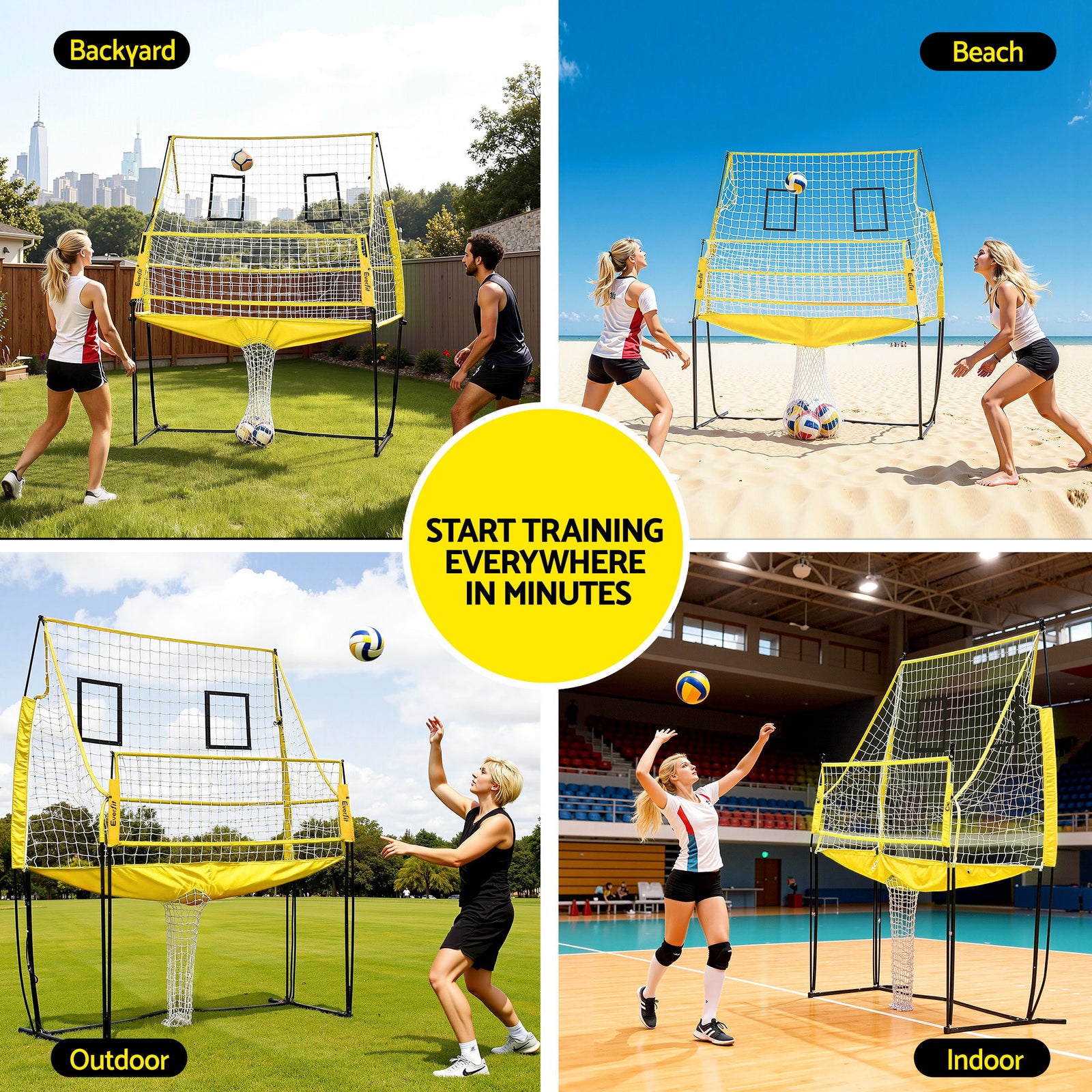 8ft Volleyball Net Free-standing Adjustable Height Portable with Ball and Bag