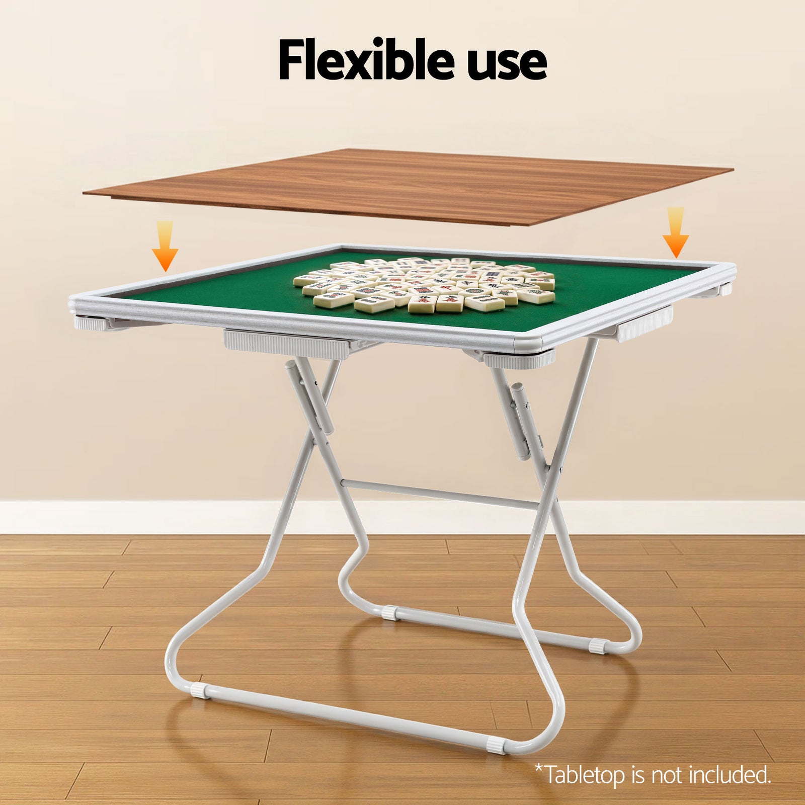 Folding Mahjong Table for Home with 4 Drawers and Cup Holders Green