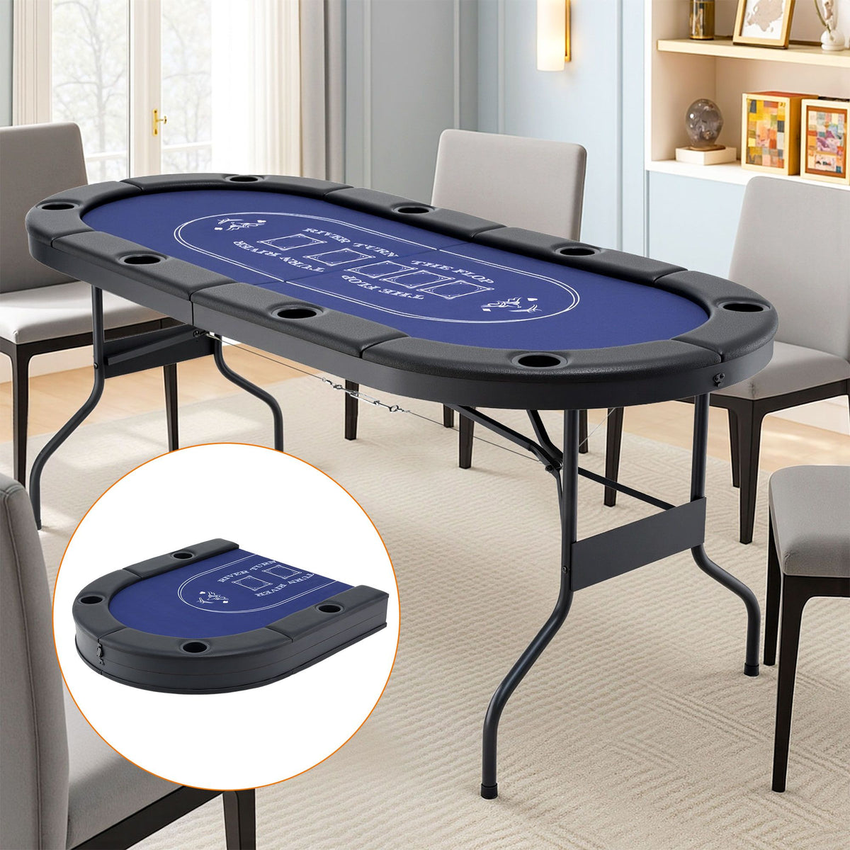 Poker Table Top Folding Poker Table 8 Player 183cm