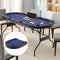 8 Player 1.8m Folding Poker Table and 300pcs Chips Set Portable Blue Set