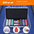 8 Player 1.8m Folding Poker Table and 300pcs Chips Set Portable Blue Set