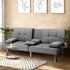 3 Seater Sofa Bed with Cup Holders Grey Fabric