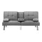 3 Seater Sofa Bed with Cup Holders Grey Fabric