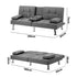3 Seater Sofa Bed with Cup Holders Grey Fabric