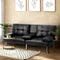 3 Seater Sofa Bed Black PU Leather Recliner with Cup Holders