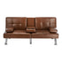 Sofa Bed Cup Holders Convertible Faux Leather Brown
