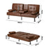 Sofa Bed Cup Holders Convertible Faux Leather Brown