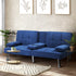 Oikiture Sofa Bed 3 Seater with Cup Holder Velvet Blue