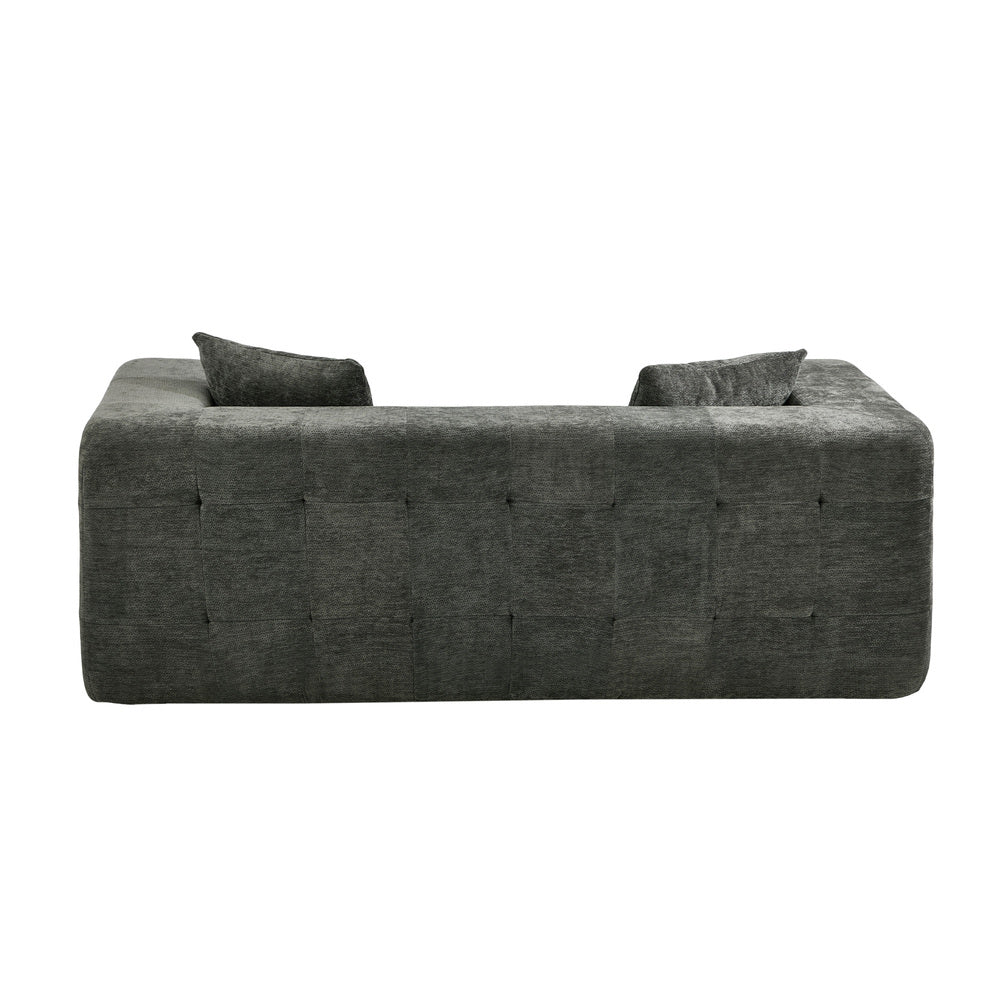 Oikiture 3‑Seater Chenille Sofa Grey – Button Tufted, Compressed Box, No Assembly