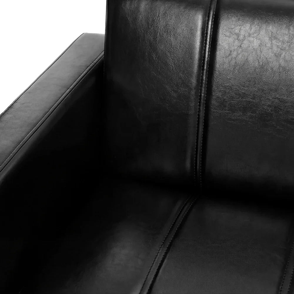 3-Seater Sofa Bed Convertible Recliner Faux Leather Black