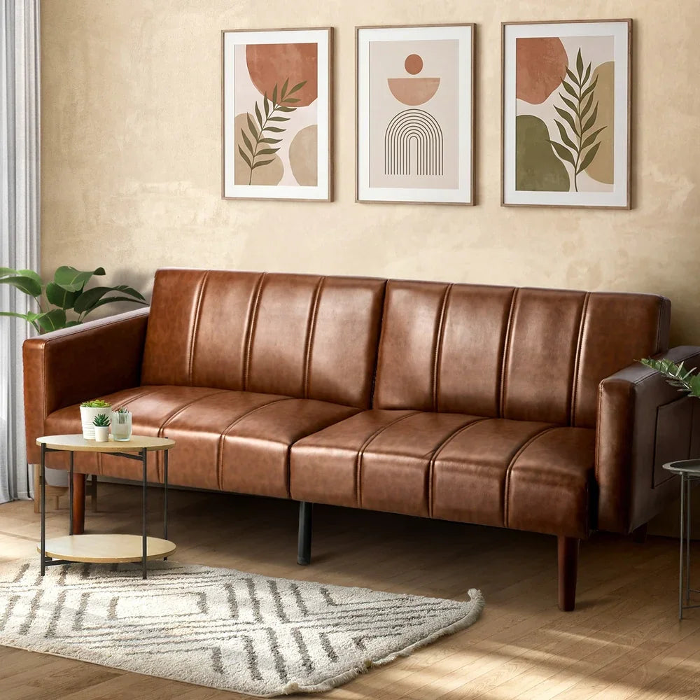 3-Seater Sofa Bed Futon Convertible Recliner Faux Leather