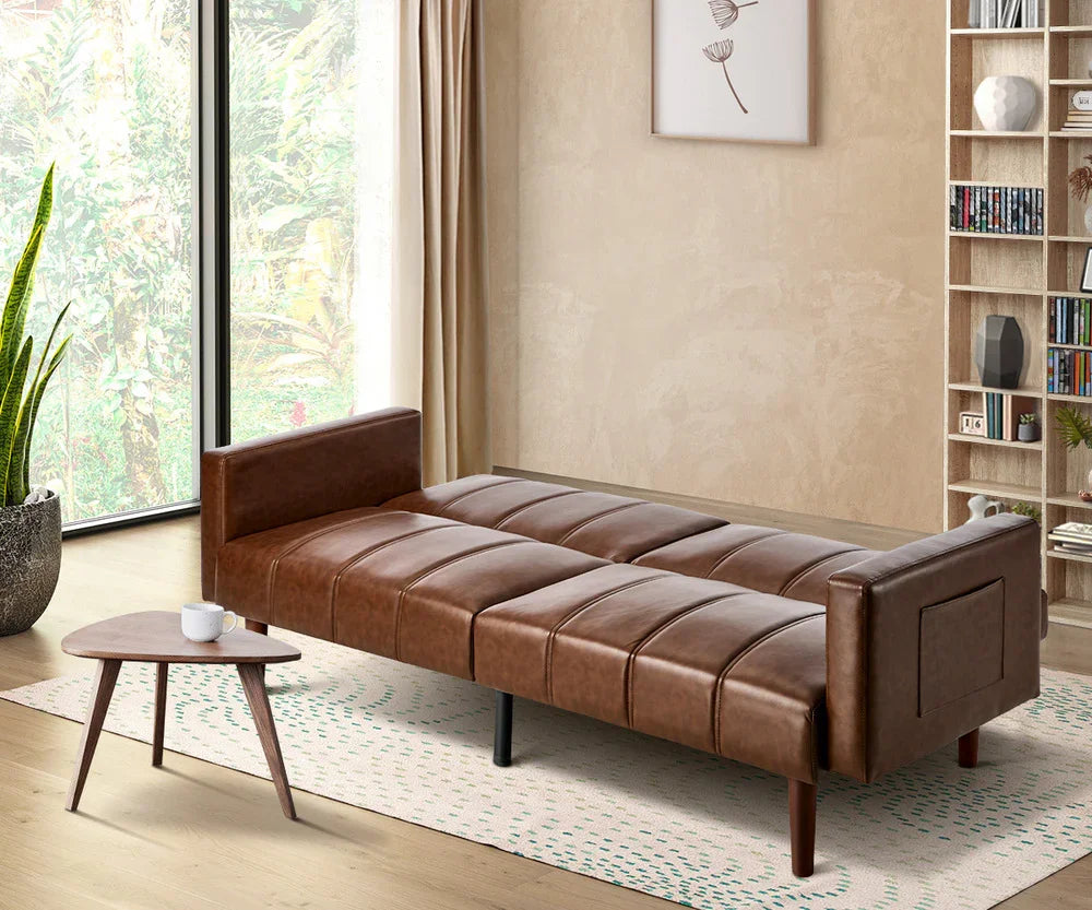 3-Seater Sofa Bed Futon Convertible Recliner Faux Leather
