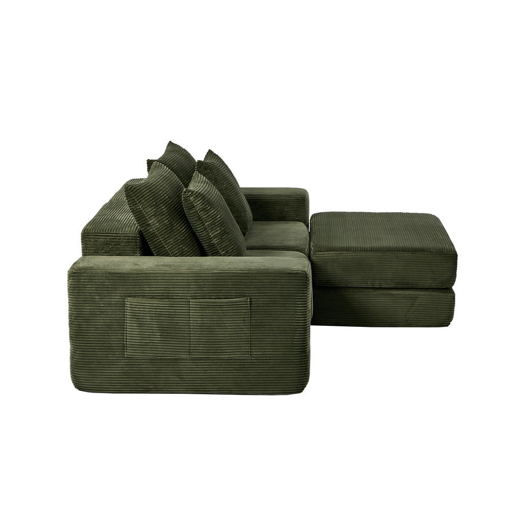 Oikiture Modular Corduroy Sofa Bed Green – Transformable, Compressed Box, No Assembly  (79 characters — keyword‑dense, compliant, high‑intent)