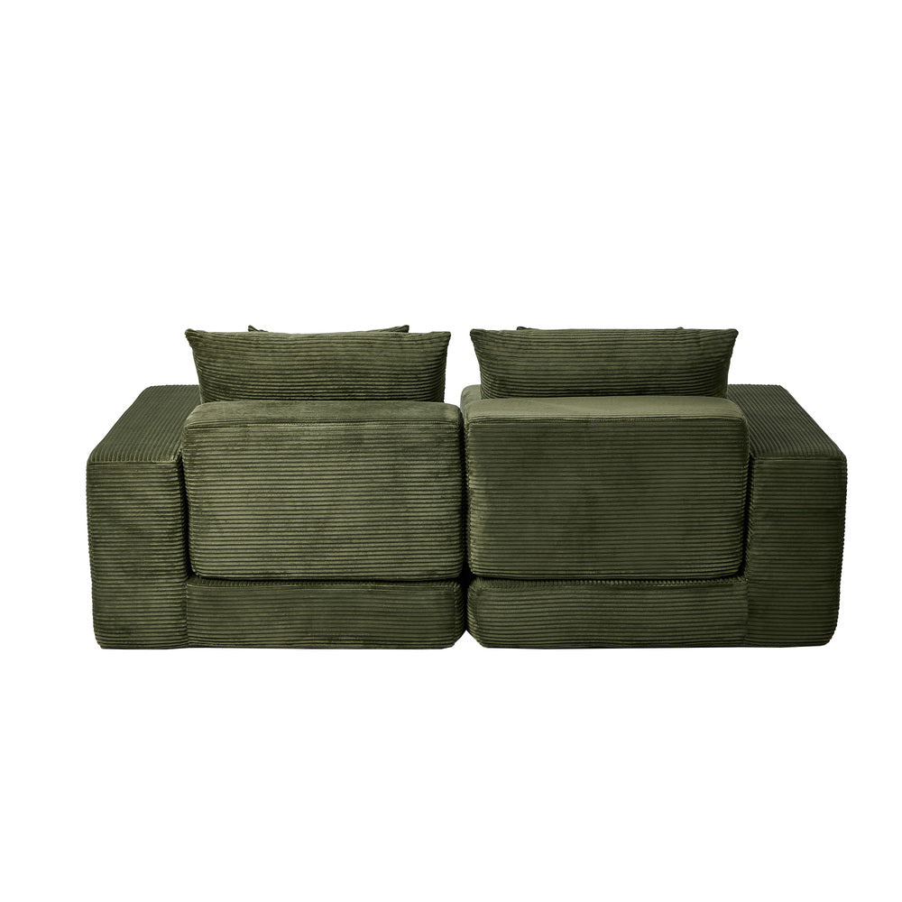 Modular Corduroy Sofa Bed Green – Transformable, Compressed Box, No Assembly  (79 characters — keyword‑dense, compliant, high‑intent)