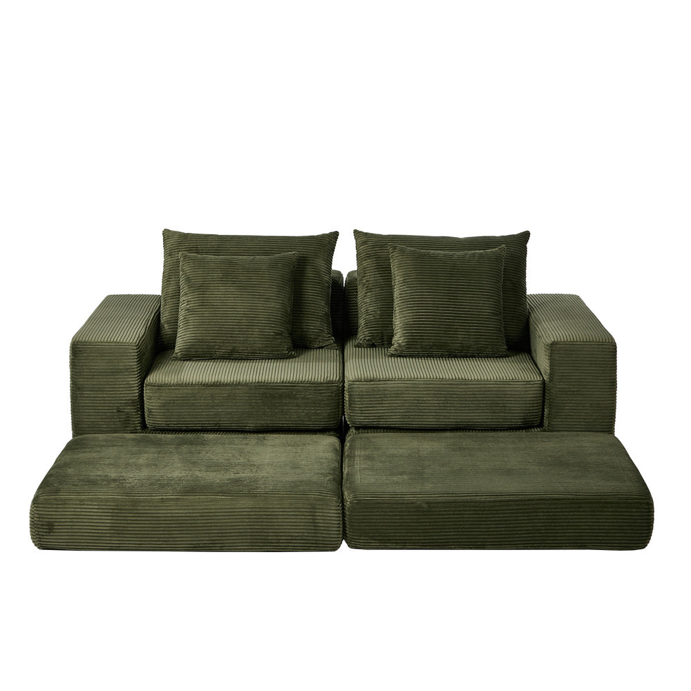 Oikiture Modular Corduroy Sofa Bed Green – Transformable, Compressed Box, No Assembly  (79 characters — keyword‑dense, compliant, high‑intent)