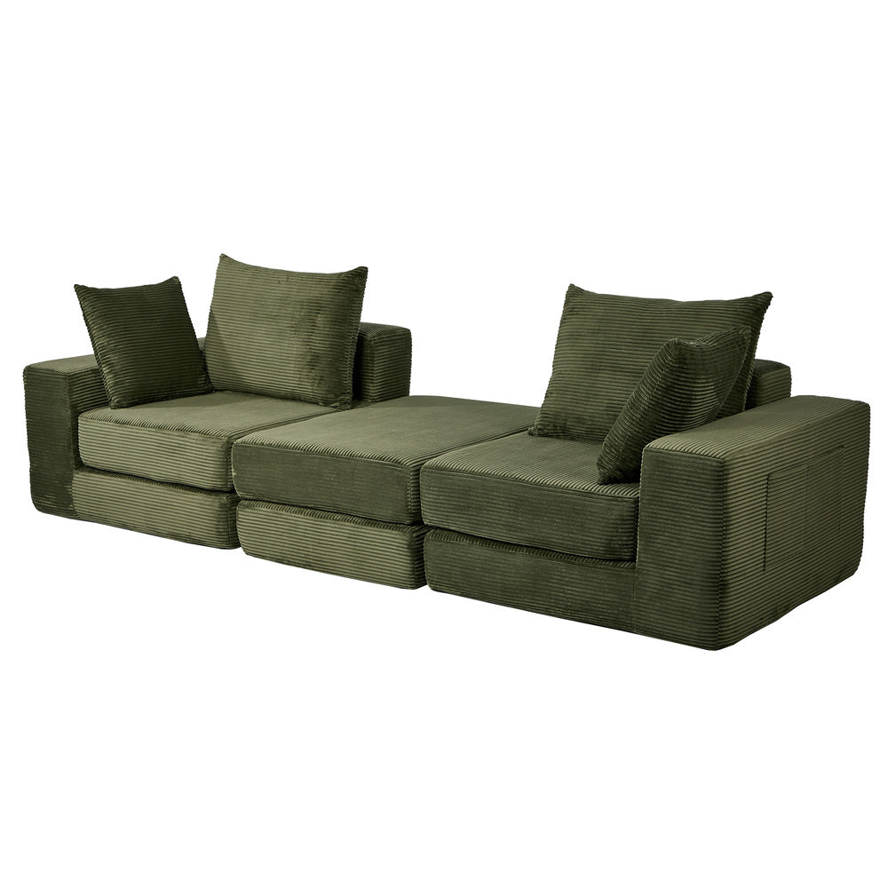 Modular Corduroy Sofa Bed Green – Transformable, Compressed Box, No Assembly  (79 characters — keyword‑dense, compliant, high‑intent)