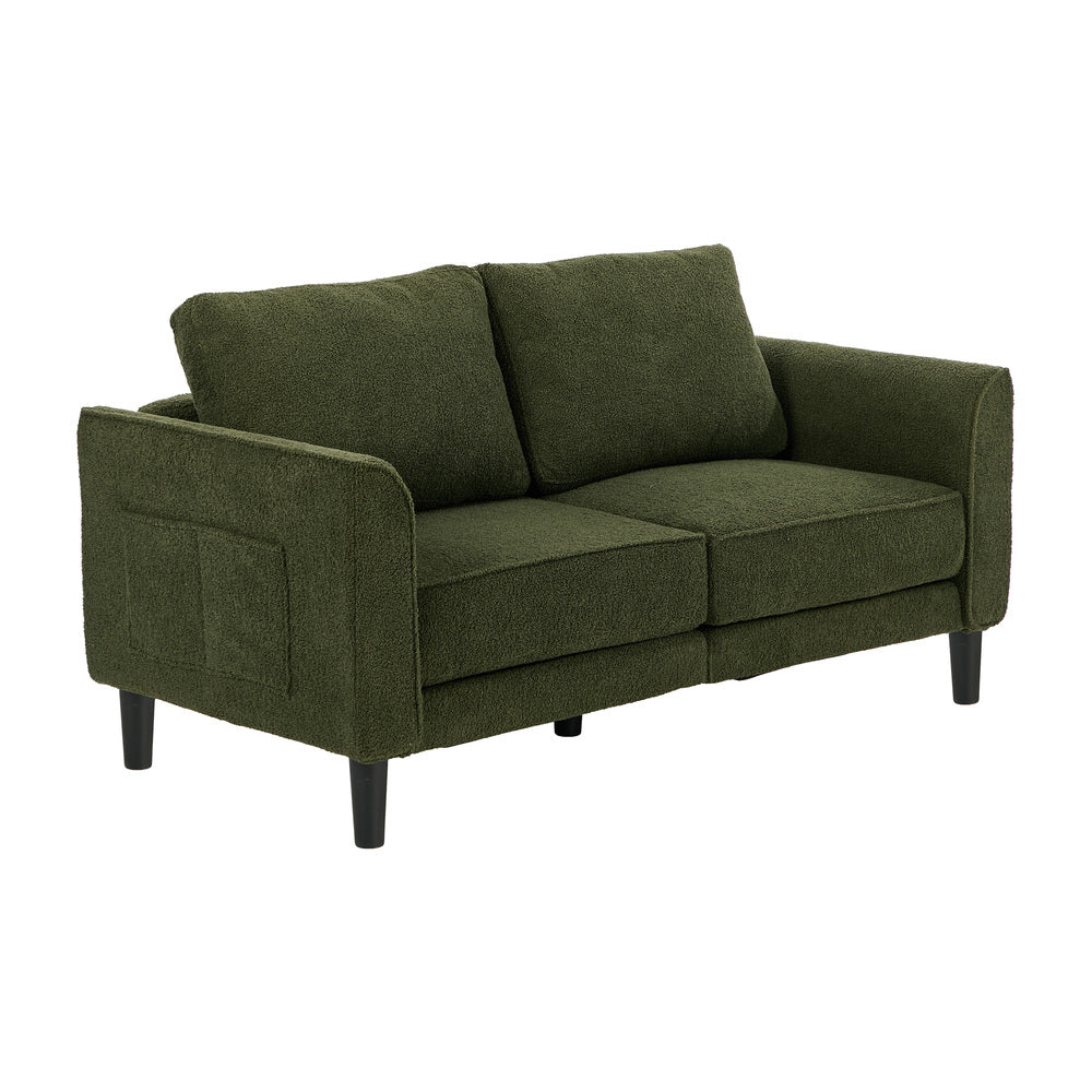 Oikiture 2 Seater Sofa 150cm Boucle Seat Green