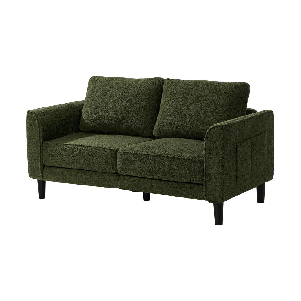 Oikiture 2 Seater Sofa 150cm Boucle Seat Green